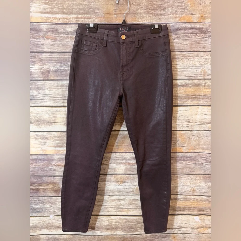 7 For All Mankind Jeans Jen7 Skinny Coated 6 Burgundy Purple Brown‎ High Rise